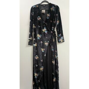 ZARA Long Floral Velvet Kimono Women's Size S